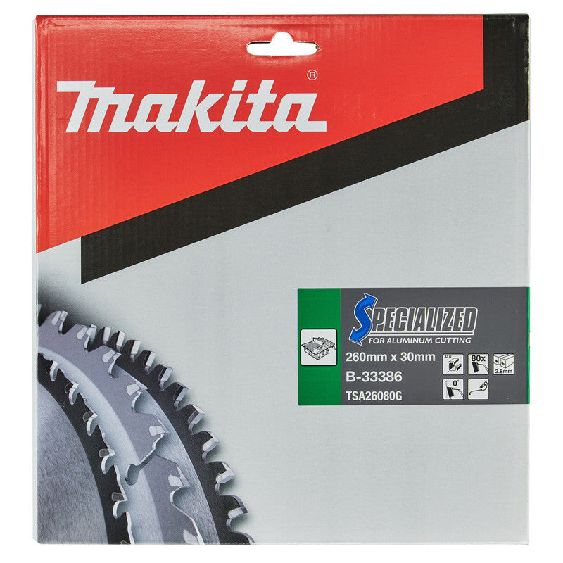 Lame carbure ''Specialized'' pour aluminium, pour scies sur table MAKITA B-33386, 260/30/80