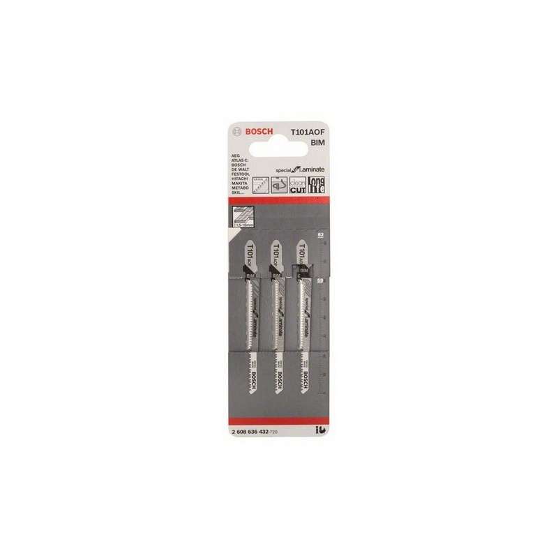 Lot de 3 lames de scie sauteuse T 101 AOF BOSCH 2608636432 Special for Laminate
