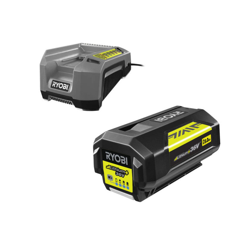 Tronçonneuse Brushless RYOBI RY36CSX35A-150 36V - Guide 35cm - 21 m/s - tendeur sans outil - 1 batterie lithium+ 36V 5,0 Ah et 1 chargeur 1,7 A