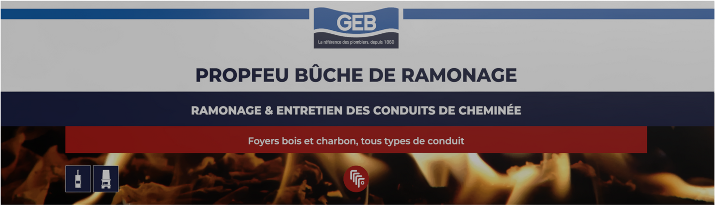Bûche de ramonage des goudrons et suies GEB Propfeu pour conduits de cheminées et poêles Marron
