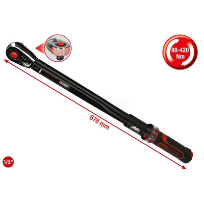 Clé dynamométrique ERGOTORQUEprécision® avec inverseur, 1/2 - 80-420 Nm  - KS TOOLS - 516.1582
