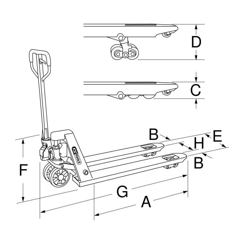 Transpalette manuel, 2,5 tonnes  - KS TOOLS - 161.0200