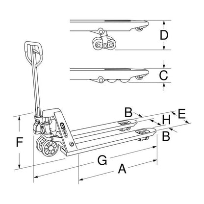 Transpalette manuel, 2,5 tonnes  - KS TOOLS - 161.0200