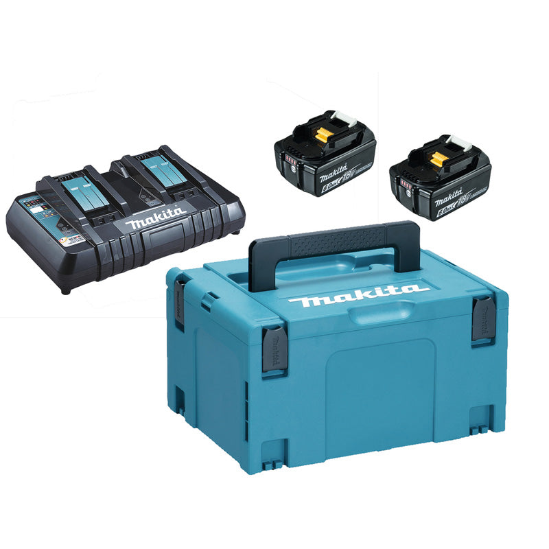 Pack Énergie MAKITA 18 V Li-Ion (2 batteries 6Ah + 1 chargeur double) avec MAKPAC 3