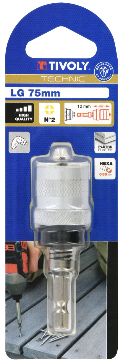 Tivoly   Spécial plaque de plâtre L75mm avec un embout de vissage PH2