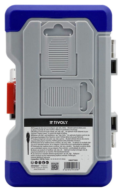 Tivoly   Coffret 6 forets bois 4 taillants queue hexagonale Ø 12 à 32mm