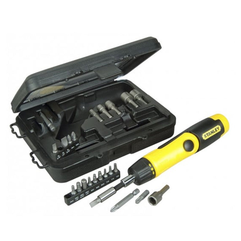 Tournevis porte-embouts à cliquet poignée revolver - coffret 25 pièces - STANLEY - 0-63-022