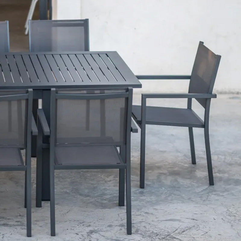 Chaise Maxime en aluminium et textile gris foncé