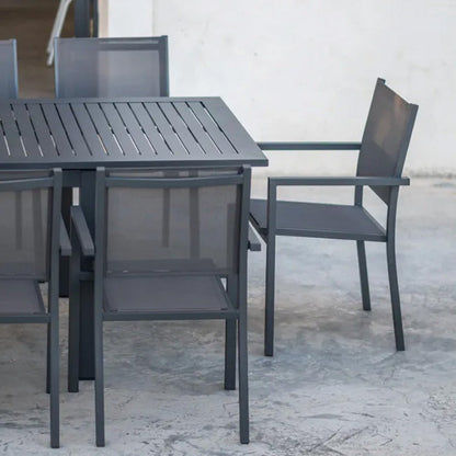 Chaise Maxime en aluminium et textile gris foncé