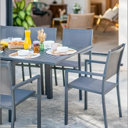 Chaise Maxime en aluminium et textile gris foncé