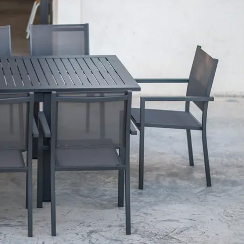 Chaise Maxime en aluminium et textile gris foncé