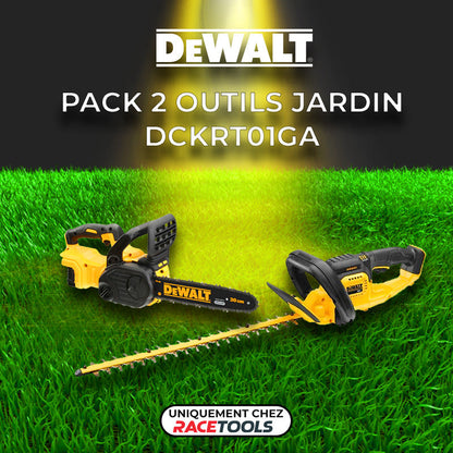 Pack 2 outils DEWALT DCKRT01GA Tronçonneuse + Taille-haie 18V + 2 batteries + chargeur