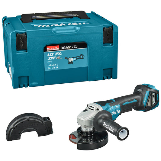 Meuleuse Ø125 mm 18V Brushless MAKITA DGA517ZJ Variateur et bouton homme mort avec Makpak