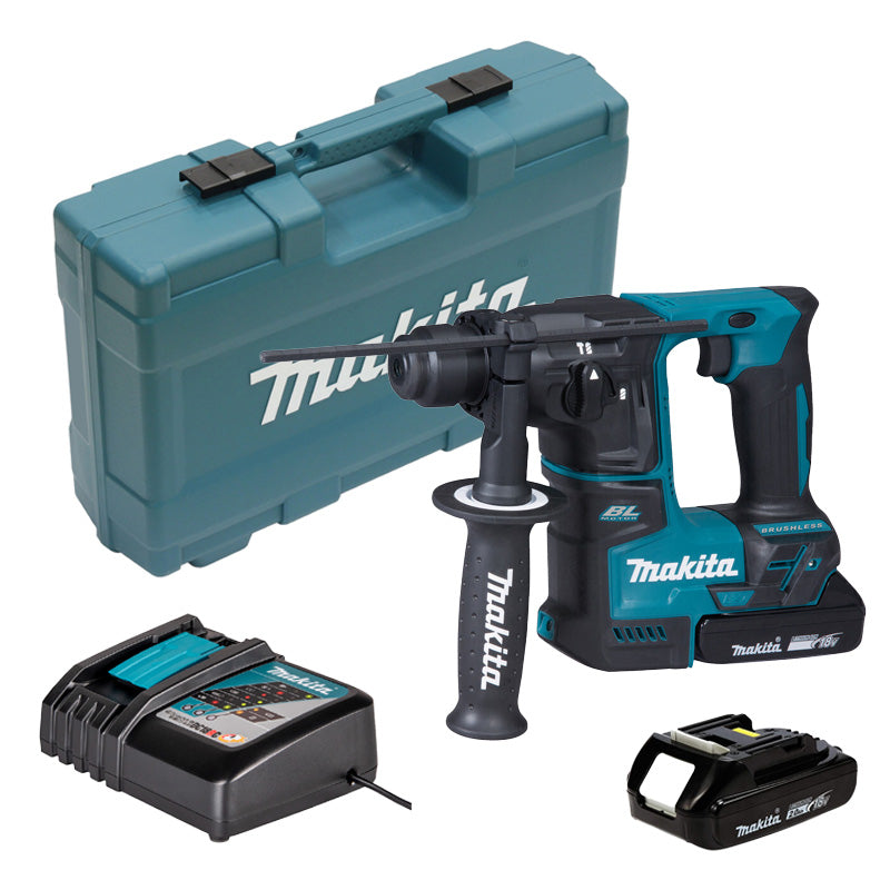 Marteau perforateur sans fil MAKITA DHR171RAX3 SDS-Plus 18 V 2,0 Ah avec 2 batteries, 1 chargeur, 1 coffret et des accessoires