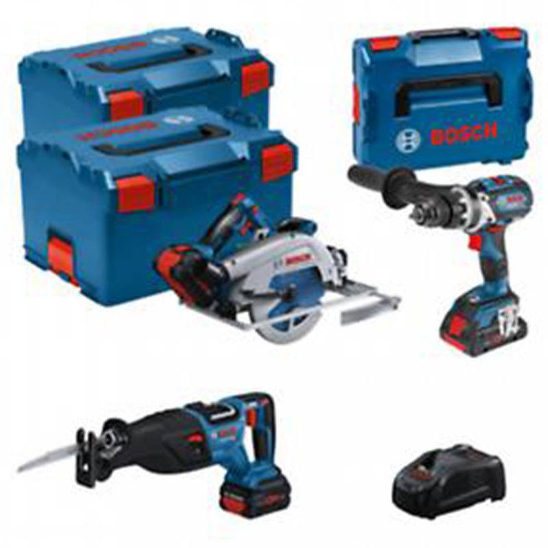 Pack  3 outils 18V BOSCH : GSB 18V-110C + GKS 18V-68GC + GSA 18V-28 + 1 batterie 4,0 Ah (ProCORE) + 2 batteries 5,5 Ah (ProCORE) + GAL 1880CV (L)