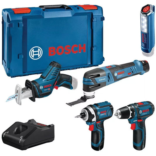 Pack 5 outils12V BOSCH : GSR 12V-15+GOP 12V-28+GDR 12V-105+GSA 12V-14+GLI 12V-300