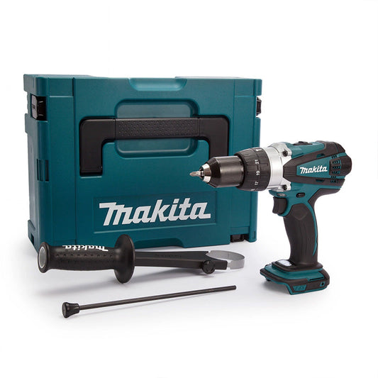 Perceuse visseuse à percussion sans fil 18V Li-ion MAKITA DHP458ZJ (machine seule, avec MAKPAC)