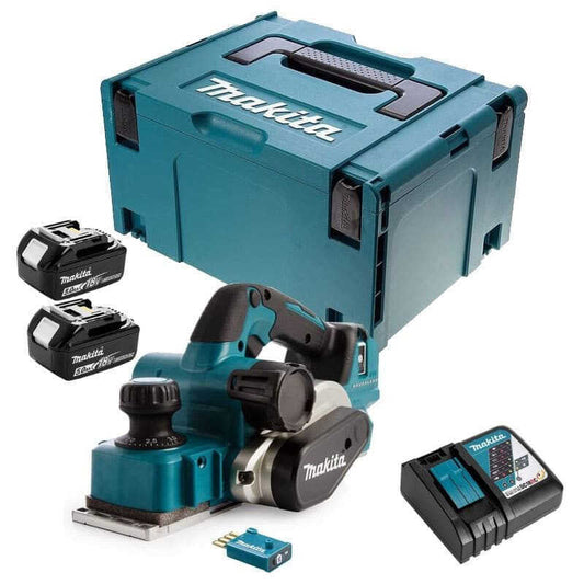 Rabot Brushless 82mm 2x5Ah 18V LXT ® MAKITA DKP181RTJU en Coffret + puce AWS