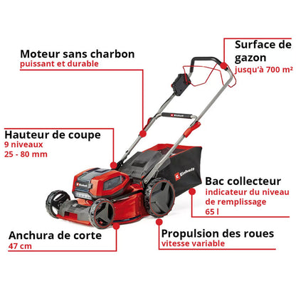 Tondeuse à gazon sans fil tractée EINHELL GP-CM 36/47 S Li BL (4x4,0Ah)