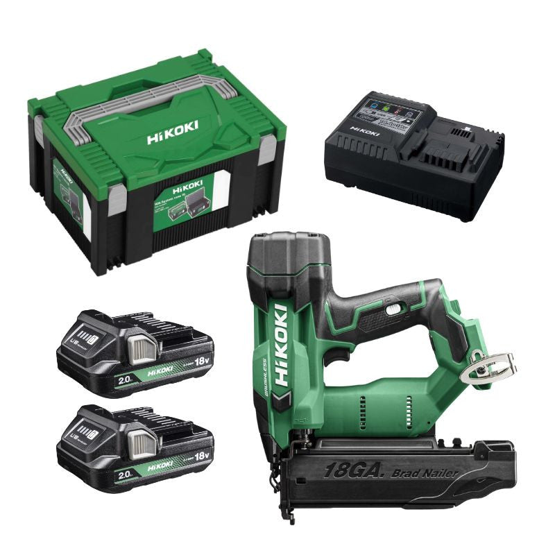 Cloueur de finition HIKOKI NT1850DAWXZ 18V BRUSHLESS 16/50mm gauge 18 + 2 batt 2,0Ah + chargeur avec accessoires