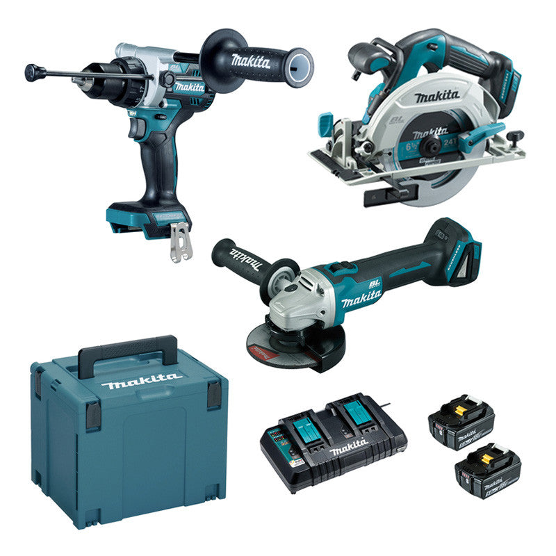 Ensemble de 3 machines 18 V Li-Ion MAKITA DLX3178PTJ 5 Ah (DHP486+DGA506+DHS680)