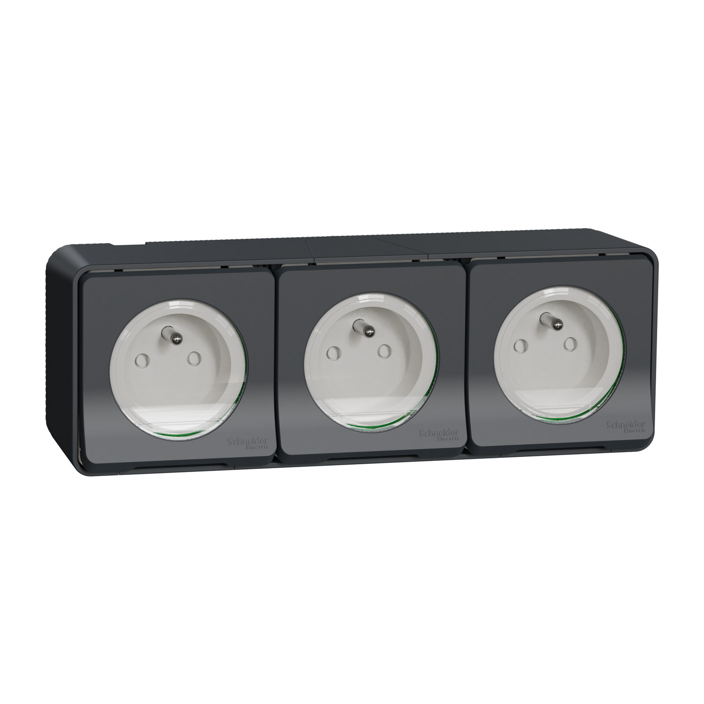 Triple prise SCHNEIDER MUR36037 2P+T étanche grise horizontale Mureva Styl