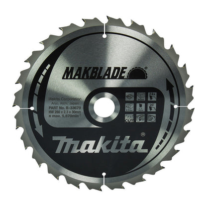 Lame carbure MAKBLADE MAKITA B-33679, pour scies sur table, 260/30/24 Bois