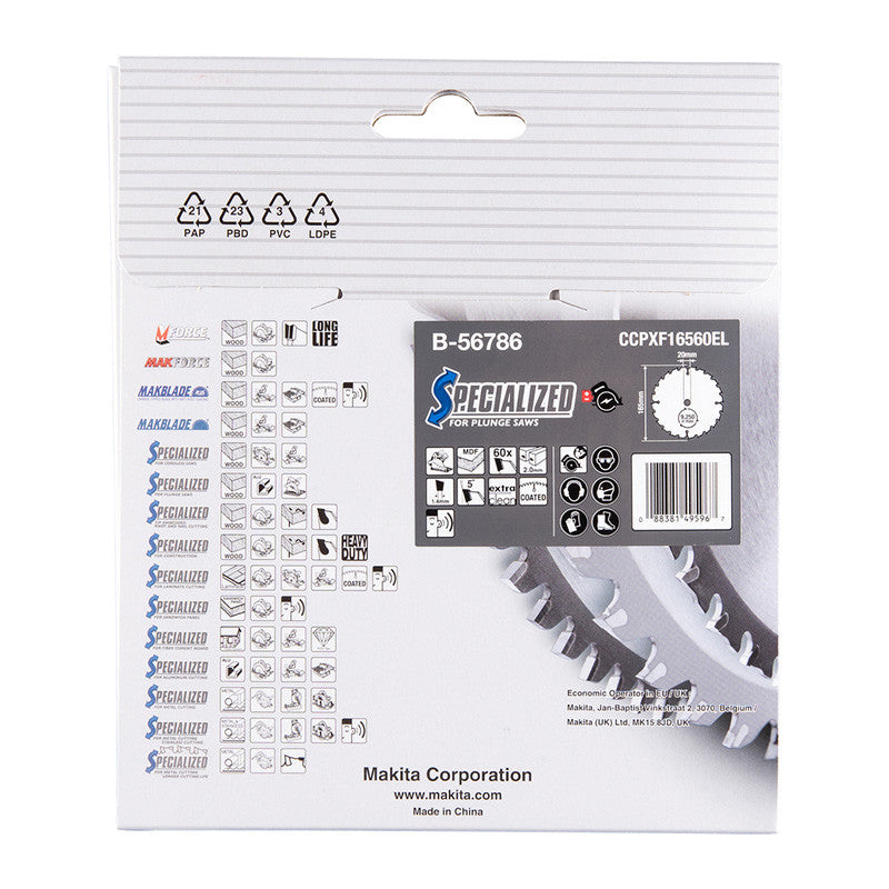 Lame pour scie circulaire TCT spécialisé MAKITA B-56786 165x20mm, 60 dents
