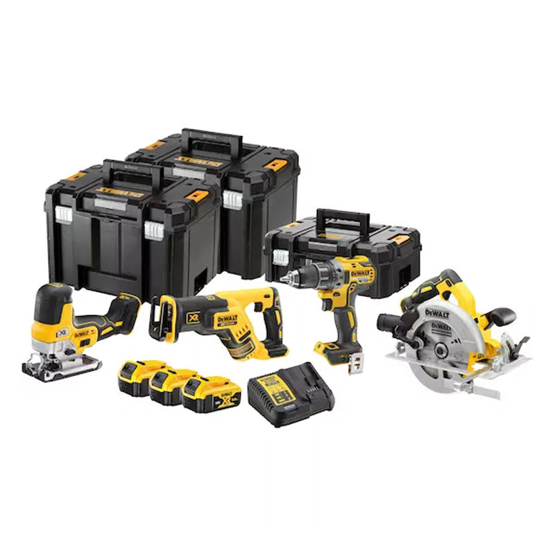 Pack 4 outils 3x5Ah 18V Dewalt DCK480P3T-QW dans 3 coffrets T-STACK