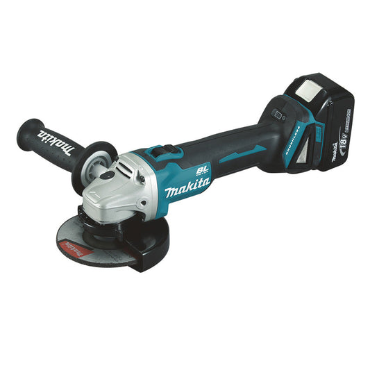 Meuleuse Ø125mm Brushless 2x4Ah 18V MAKITA DGA504RMJ Demarrage prog. et anti redemarrage