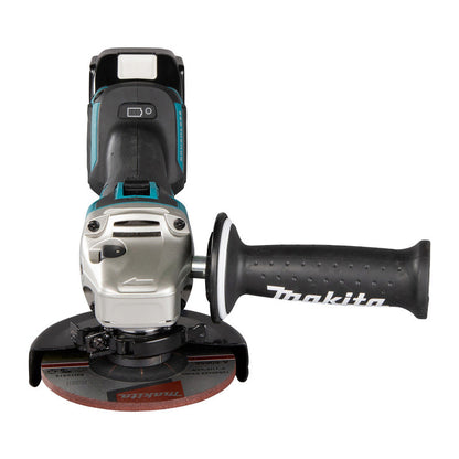 Meuleuse Ø125mm Brushless 2x4Ah 18V MAKITA DGA504RMJ Demarrage prog. et anti redemarrage