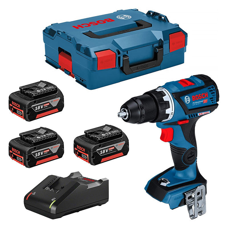 Perceuse visseuse BOSCH GSR 18V-60 C Professional 3 x 5,0 Ah + L-Boxx