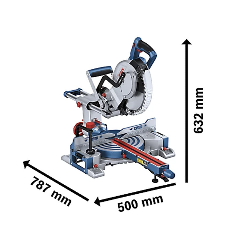 Scie à onglets Ø254mm sans-fil BITURBO BOSCH GCM 18V - 254 mm - 0 601 B51 100 Professional (vendu sans batterie) en carton avec accessoires